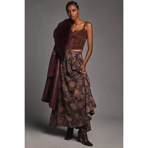 New Anthropologie The Odells Nina Floral Maxi Skirt $248 SMALL Purple